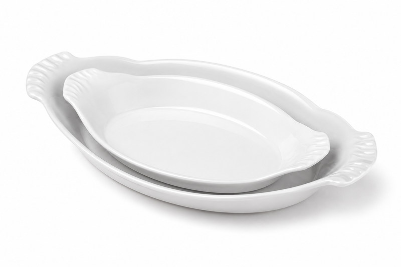Bia 900049X 10" Oval Au Gratin Dish, White