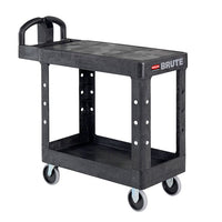 Rubbermaid Two Tier Utility Cart with Ergonomic Handle, Black - 38" x 19.3" x 33.4"