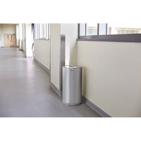 Rubbermaid 15 Gallon Metallic Round Open Top Satin Stainless Steel Trash Receptacle with Steel Liner