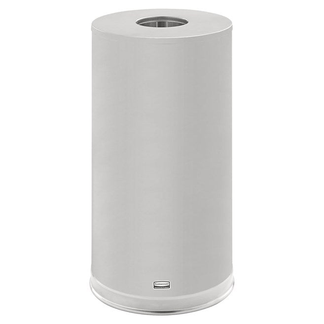 Rubbermaid 15 Gallon Metallic Round Open Top Satin Stainless Steel Trash Receptacle with Steel Liner