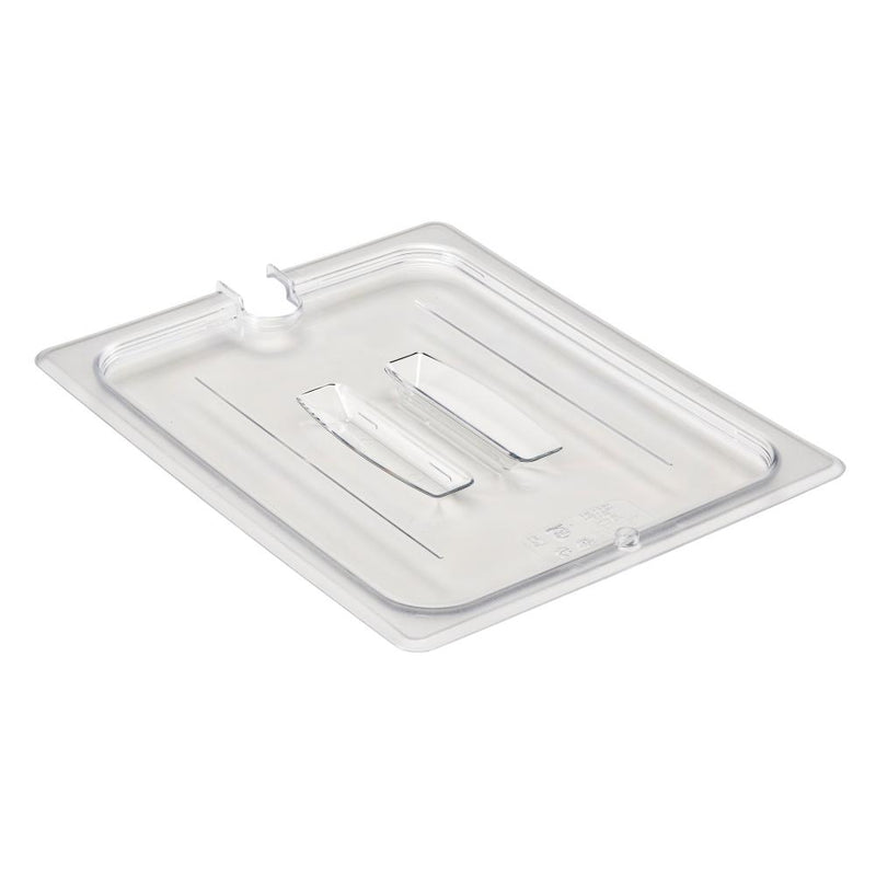 Cambro 20CWCHN135 1/2 Size Notched Food Pan Cover with Handle, Clear