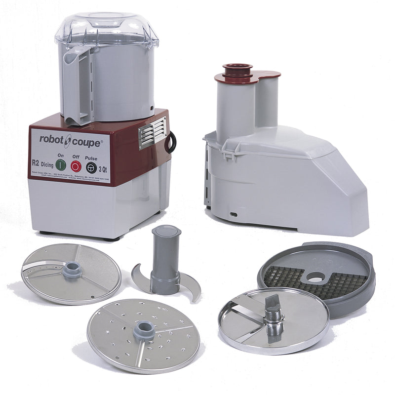 Robot Coupe R2DICE 3 Qt Continuous Feed Combination Food Processor One Speed, 2 HP