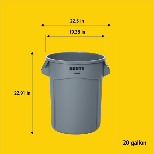 Rubbermaid Brute 20 Gallon Round Trash Can, Grey