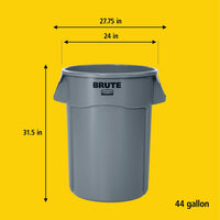 Rubbermaid Brute 44 Gallon Round Trash Can, Grey