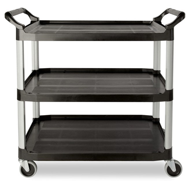 Rubbermaid Three Tier Utility Cart, Black - 40" x 20" x 37"