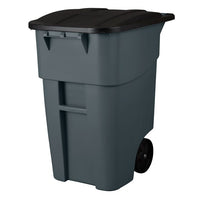 Rubbermaid Brute 50 Gallon Rectangular Mobile Trash Can with Lid, Grey