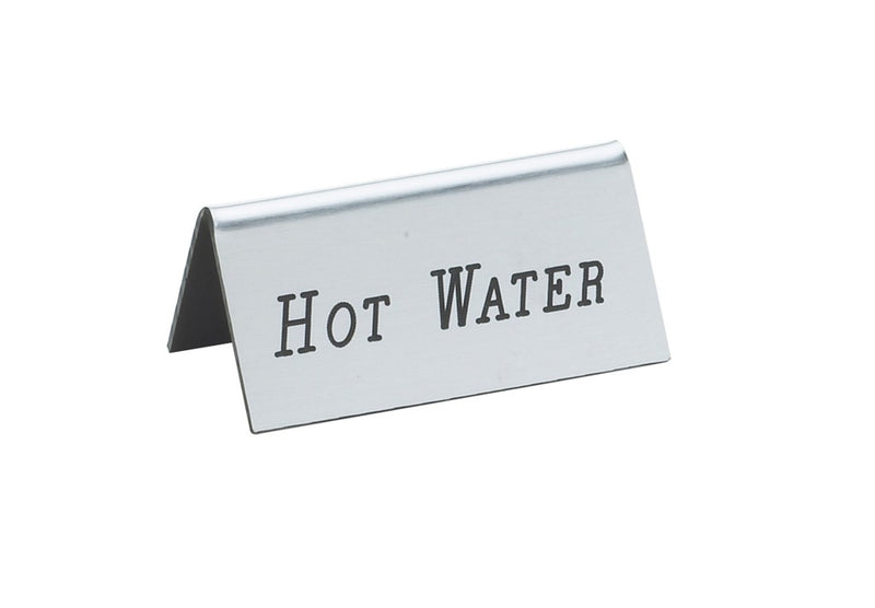 Cal-Mil "Hot Water" Beverage Tent Sign, Silver, 3" x 1.5"