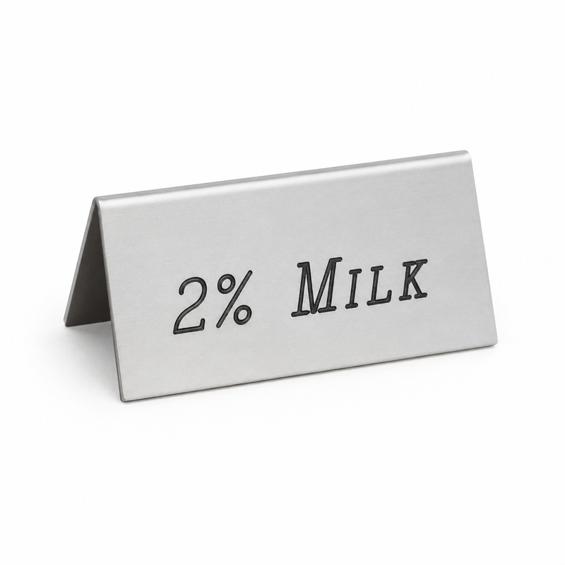 Cal-Mil "2% Milk" Beverage Tent, 3" x 1" x 1.5"