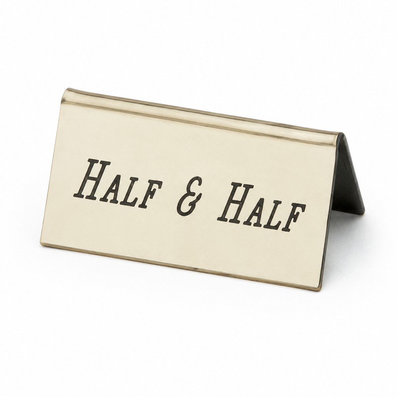 Cal-Mil "Half & Half" Beverage Tent Sign, Silver, 3" x 1.5"