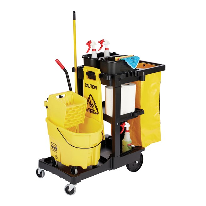 Rubbermaid Shelf Janitor Cart with Vinyl Zippered Bag