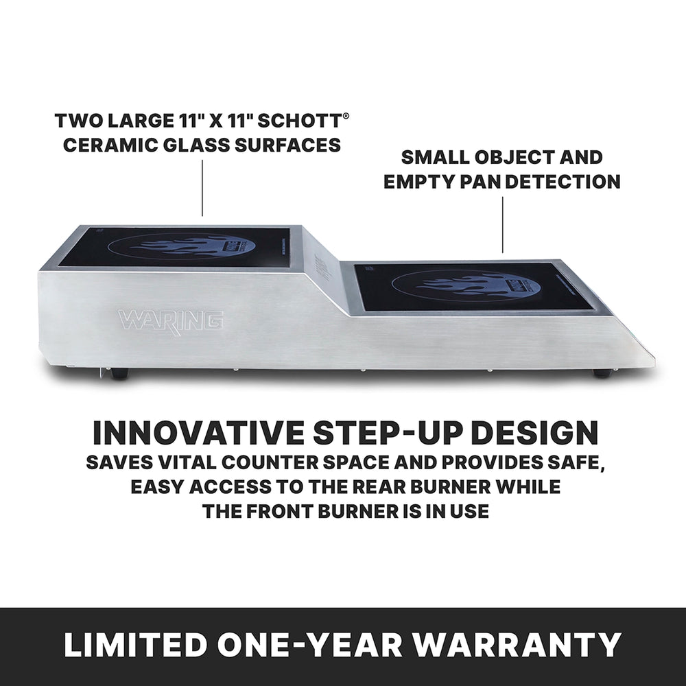 Waring Countertop Double Induction Step Up Range 208-240V 3600W
