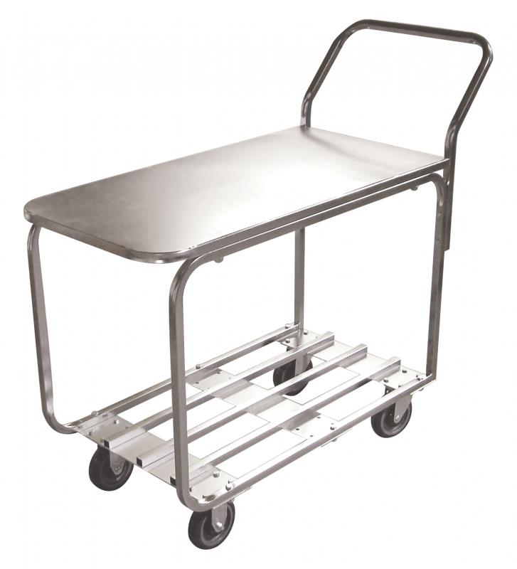 Nella Stock Cart with Solid Top & Grilled Undershelf, Stainless Steel - 36” x 18.3” x 29”