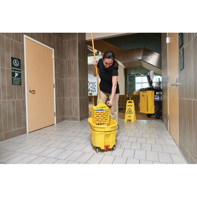 Rubbermaid WaveBrake 44 Qt Mop Bucket with Side Press Wringer, Yellow
