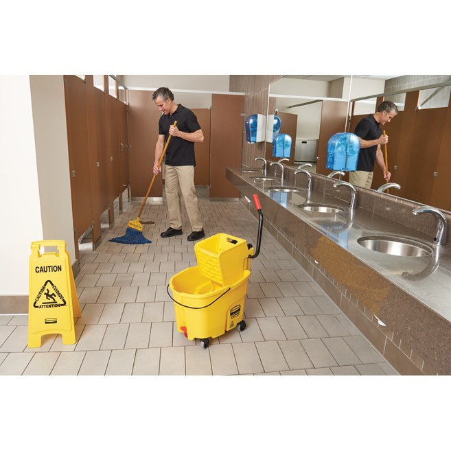 Rubbermaid WaveBrake 44 Qt Mop Bucket with Side Press Wringer, Yellow
