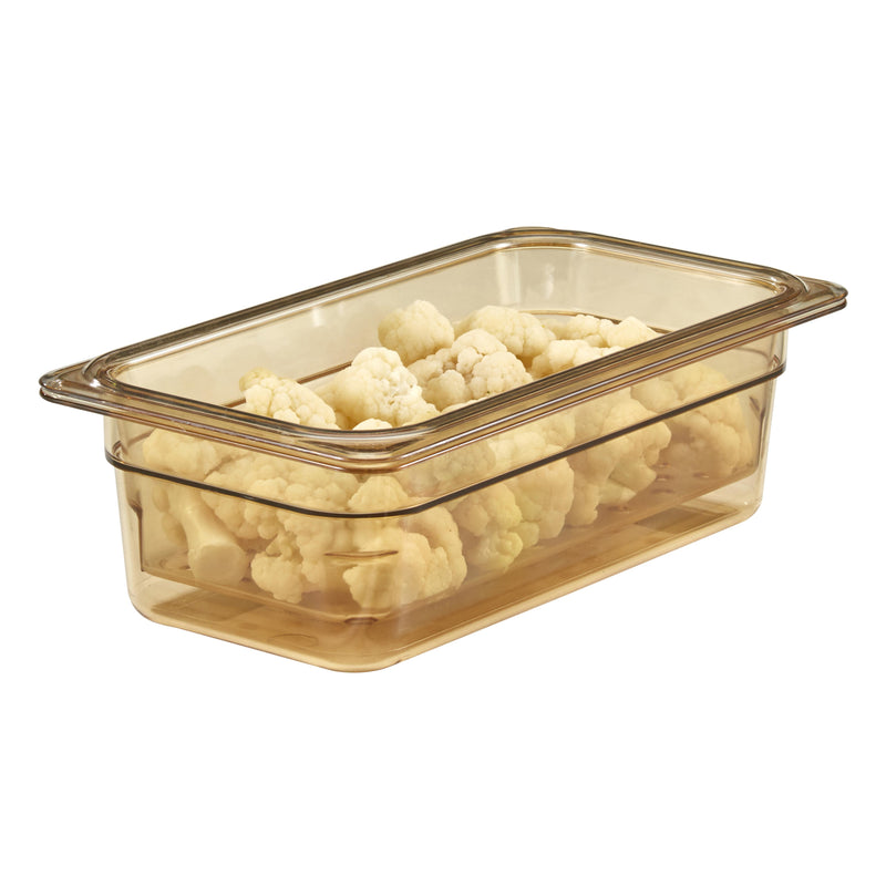 Cambro 33CLRHP150 1/3 Size 3" Deep High Heat Colander Pan, Amber