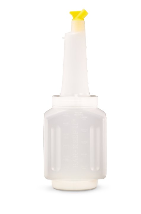 Vollrath Traex Bar Keep II 1.5 Qt White Pour Container with Neck, Lid & Assorted Color Spouts
