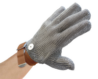 Nella Stainless Steel Mesh Glove with Brown Wrist Strap, 2XL