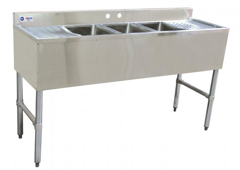 Nella 3 Compartment Sink 60” x 18.75” x 33” with Two Drain Board
