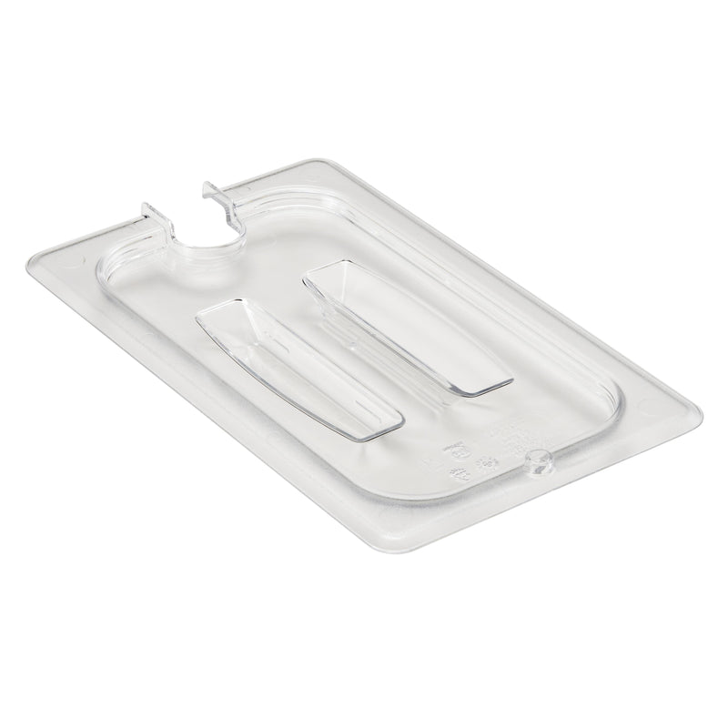 Cambro 40CWCHN135 1/4 Size Notched Food Pan Cover with Handle, Clear