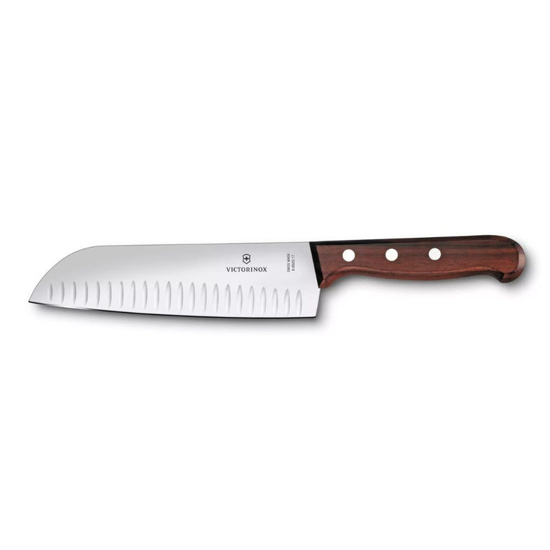 Victorinox 7" Granton Edge Santoku Knife, Wood Handle