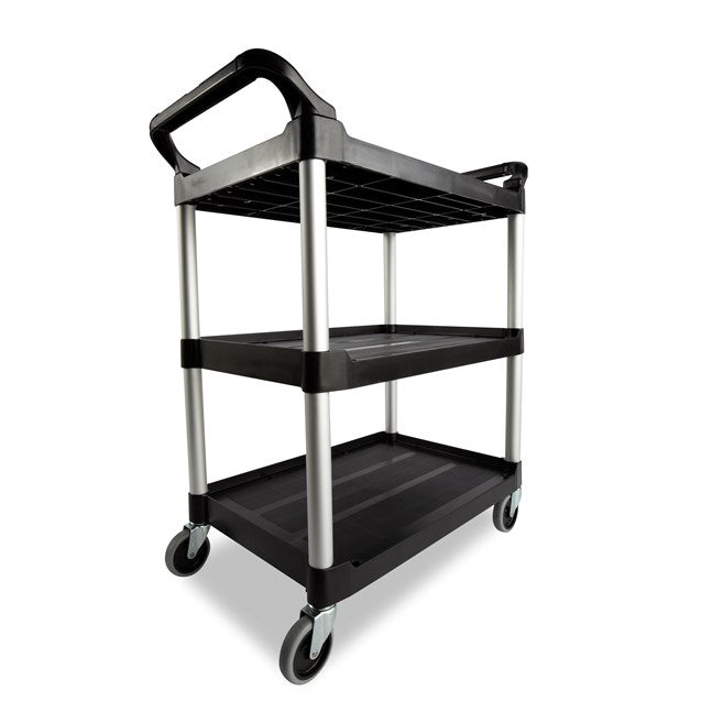 Rubbermaid Three Tier Utility Cart, Black - 33" x 18" x 37"
