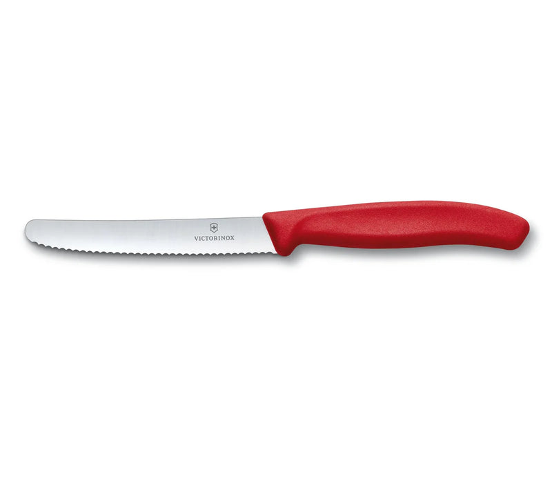 Victorinox 4.5" Serrated Steak Knife, Rounded Tip, Red Handle