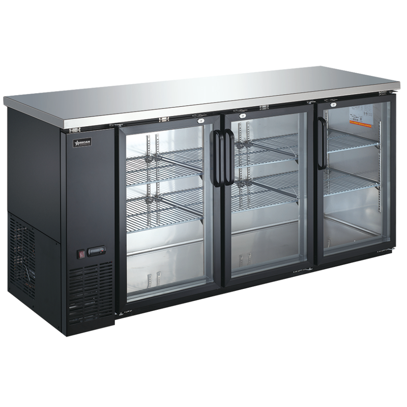 Nella 73" Back Bar Refrigerator with 3 Glass Doors