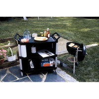 Rubbermaid Three Tier Utility Cart with 3 Enclosed End Panels, Black - 40.6" x 20" x 38"