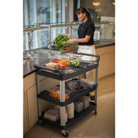 Rubbermaid Three Tier Utility Cart, Grey - 40" x 20" x 37"