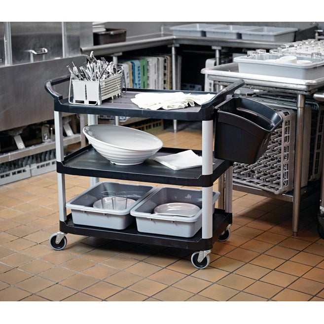 Rubbermaid Three Tier Utility Cart, Black - 40" x 20" x 37"