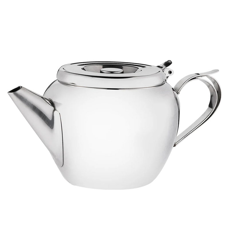 Browne 48 Oz Stackable Teapot with Strainer, Stainless Steel