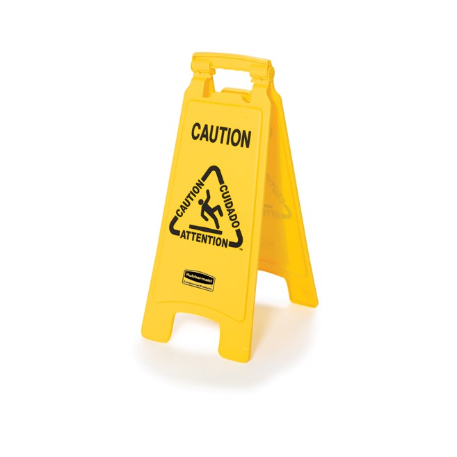 Rubbermaid 25" Yellow Double Sided Multi-Lingual Caution Wet Floor Sign