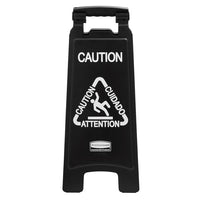 Rubbermaid Multi-Lingual 2 Sided "Caution" Wet Floor Sign, Black