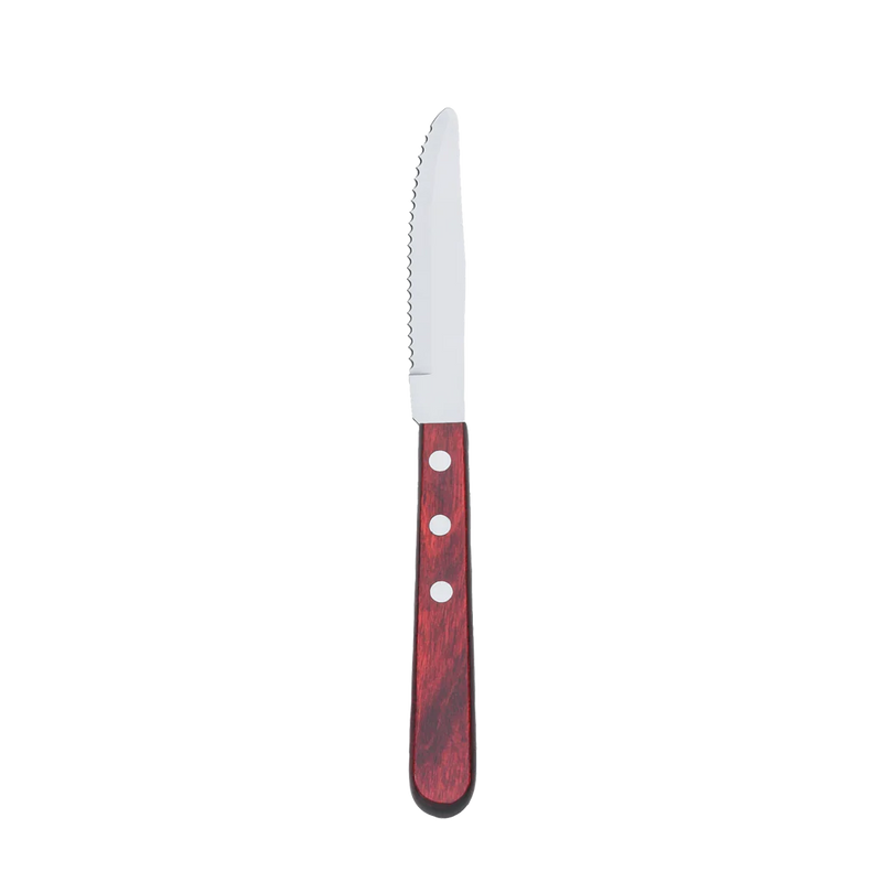Browne 9" Steak Knife Rounded Tip, Wooden Handle