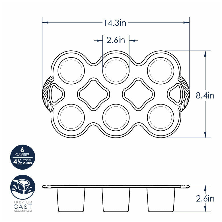 Nordic Ware 3/4 Cup Grand Popover Pan