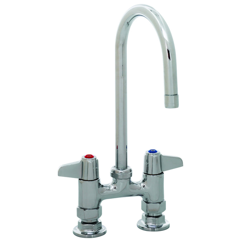 T&S Brass Equip Deck Mount Swivel Faucet, 4" Centre, 5.5" Gooseneck Spout