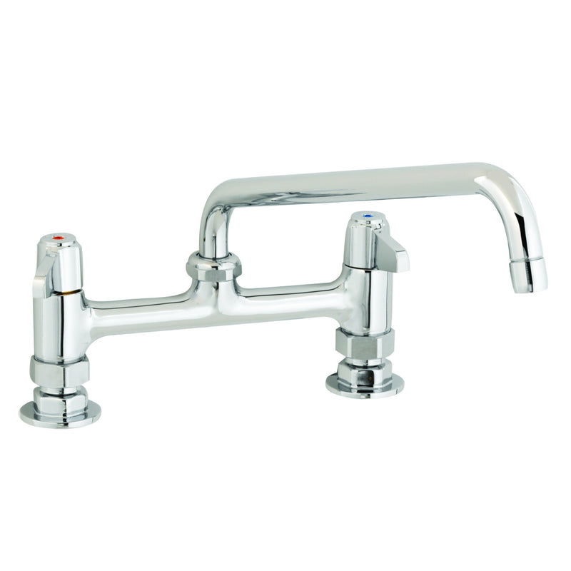 T&S Brass Equip Deck Mount Swivel Faucet, 8" Centre, 12" Swing Spout