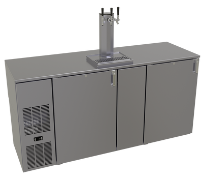 Glastender 72" Reach-In Keg Cooler with 3 Taps, One Zone
