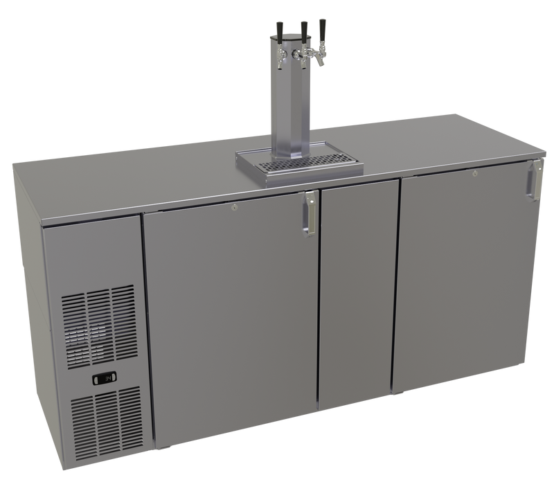 Glastender 72" Reach-In Keg Cooler with 3 Taps, One Zone