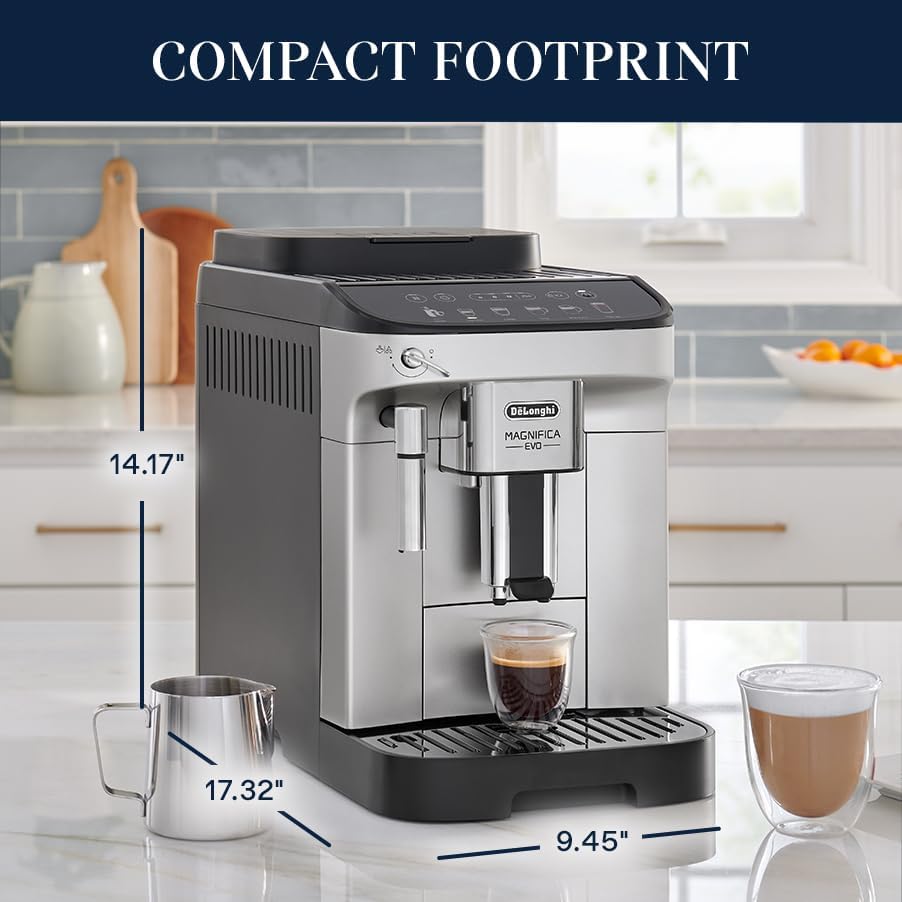 De'Longhi Magnifica Evo Automatic Espresso & Coffee Machine with Milk Frother & Built-In Grinder