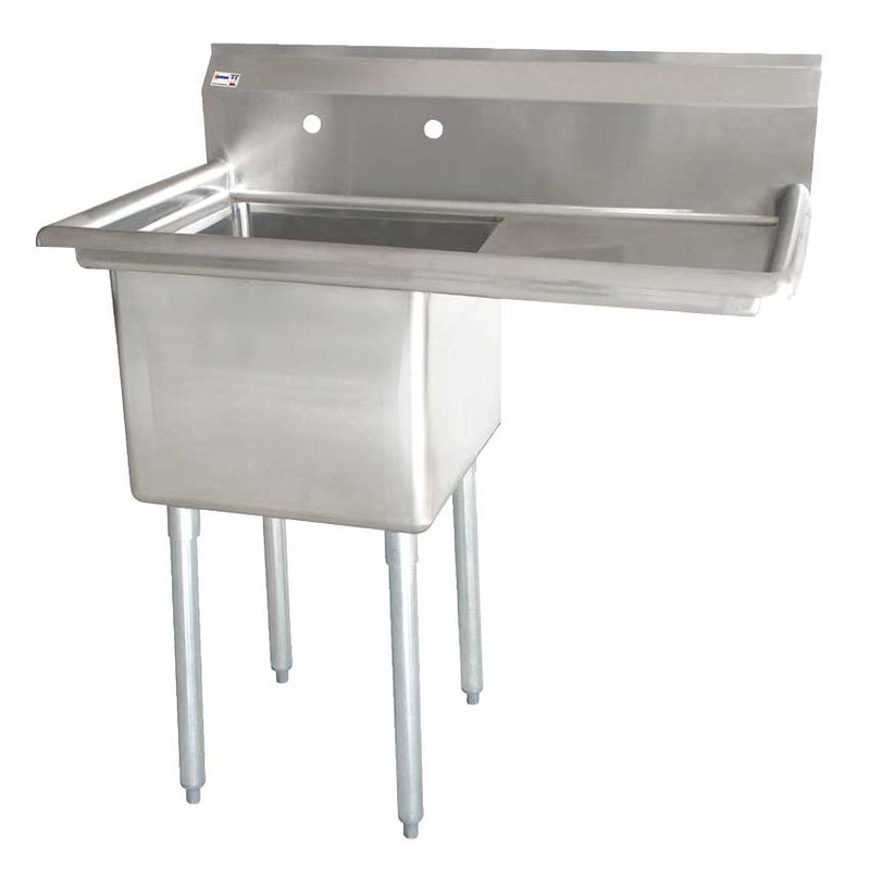 Nella One Tub Sink 18" x 18" x 11" Right Drain Board, Center Drain