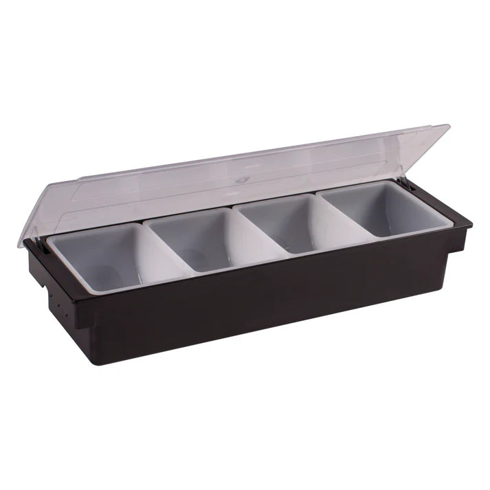 Winco Condiment Holder with 4 Compartments, Black
