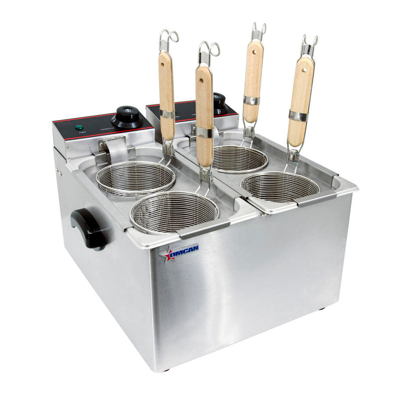 Omcan 4L Double Tank Electric Countertop Pasta Cooker, 120V