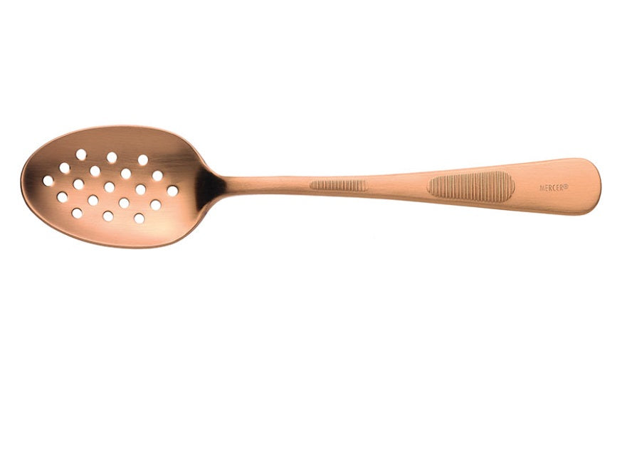 Mercer Culinary 8" Perforated Bowl Plating Spoon, Rose Gold