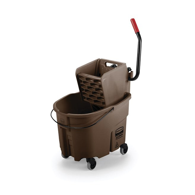 Rubbermaid WaveBrake 35 Qt Mop Bucket with Side Press Wringer, Brown