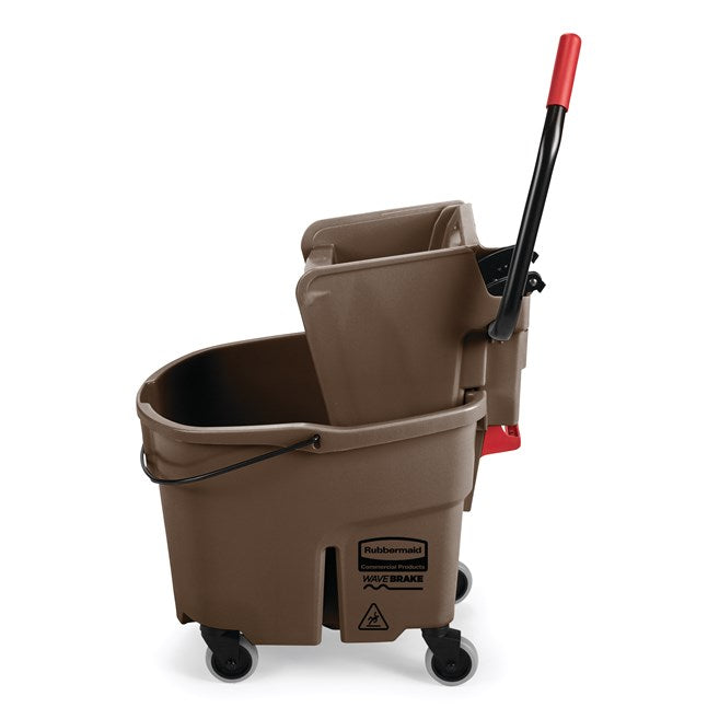 Rubbermaid WaveBrake 35 Qt Mop Bucket with Side Press Wringer, Brown