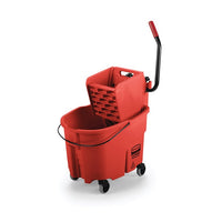 Rubbermaid WaveBrake 35 Qt Mop Bucket with Side Press Wringer, Red