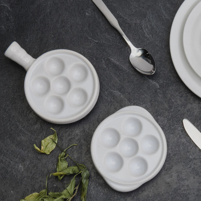 Browne Escargot Dish with 6 Holes, White