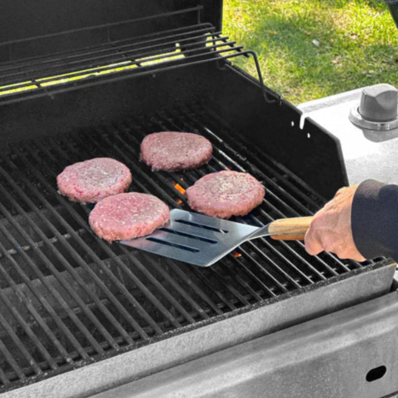 Outset Jackson Slotted Grill Spatula Stainless Steel, Acacia Wood Handle
