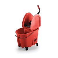 Rubbermaid WaveBrake 35 Qt Mop Bucket with Down Press Wringer, Red